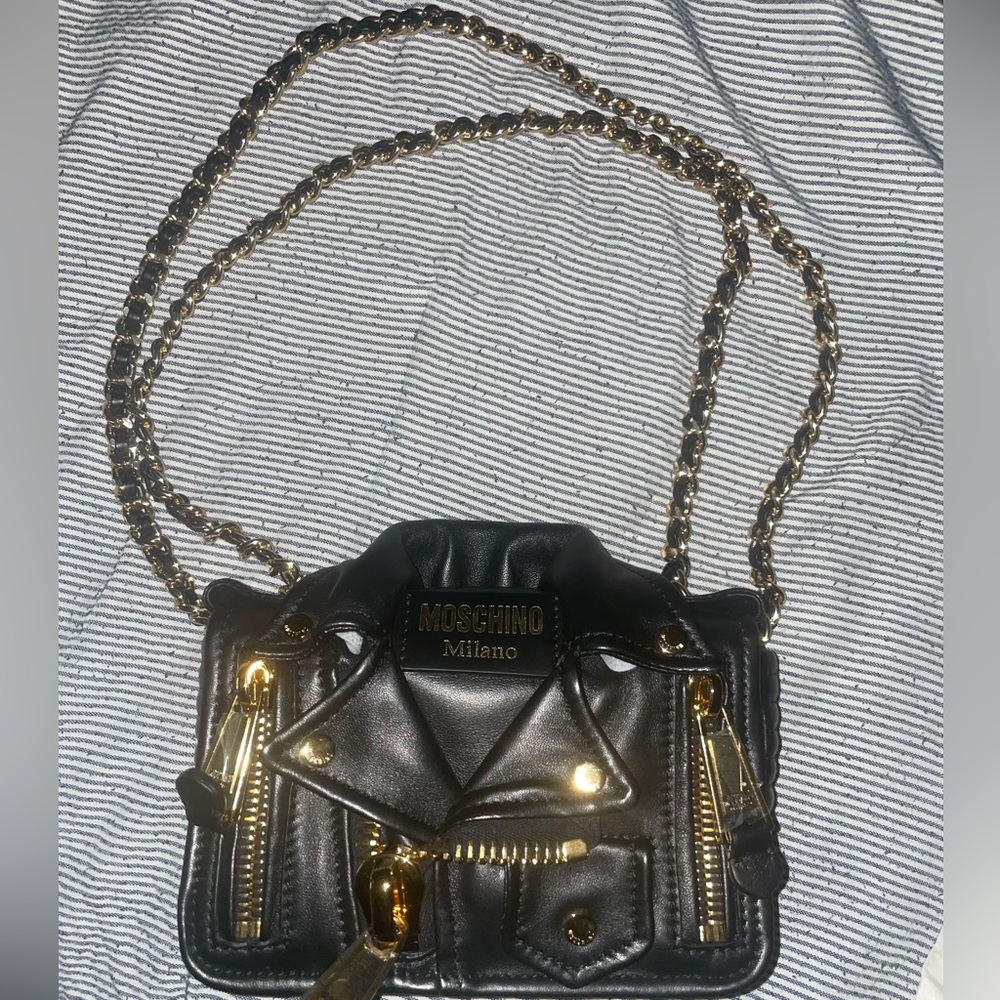 Moschino leather jacket  mini bag
